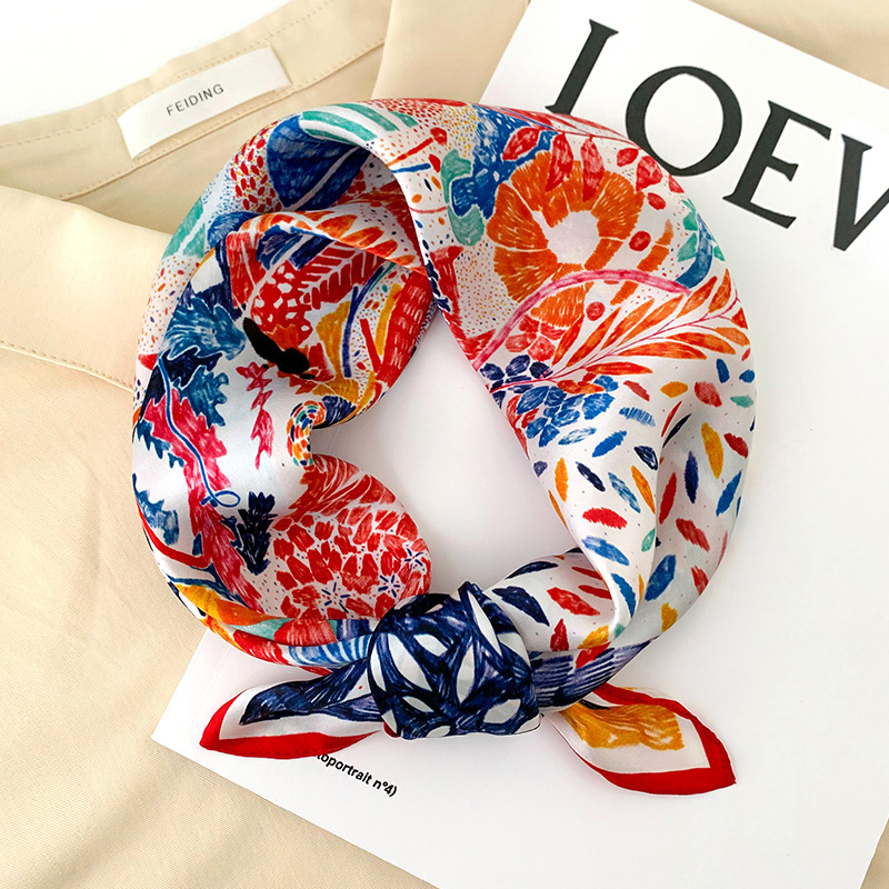 Silk Neck Scarf - 53cm Square Silk Scarf Women Nature