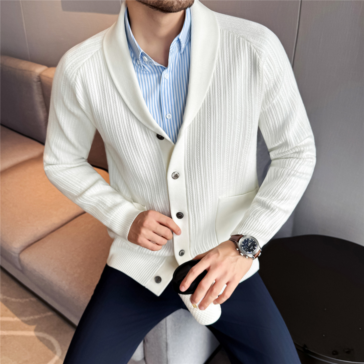 Men's Shawl Collar Knit Cardig - đánh giá và giá Muffler Men Wool