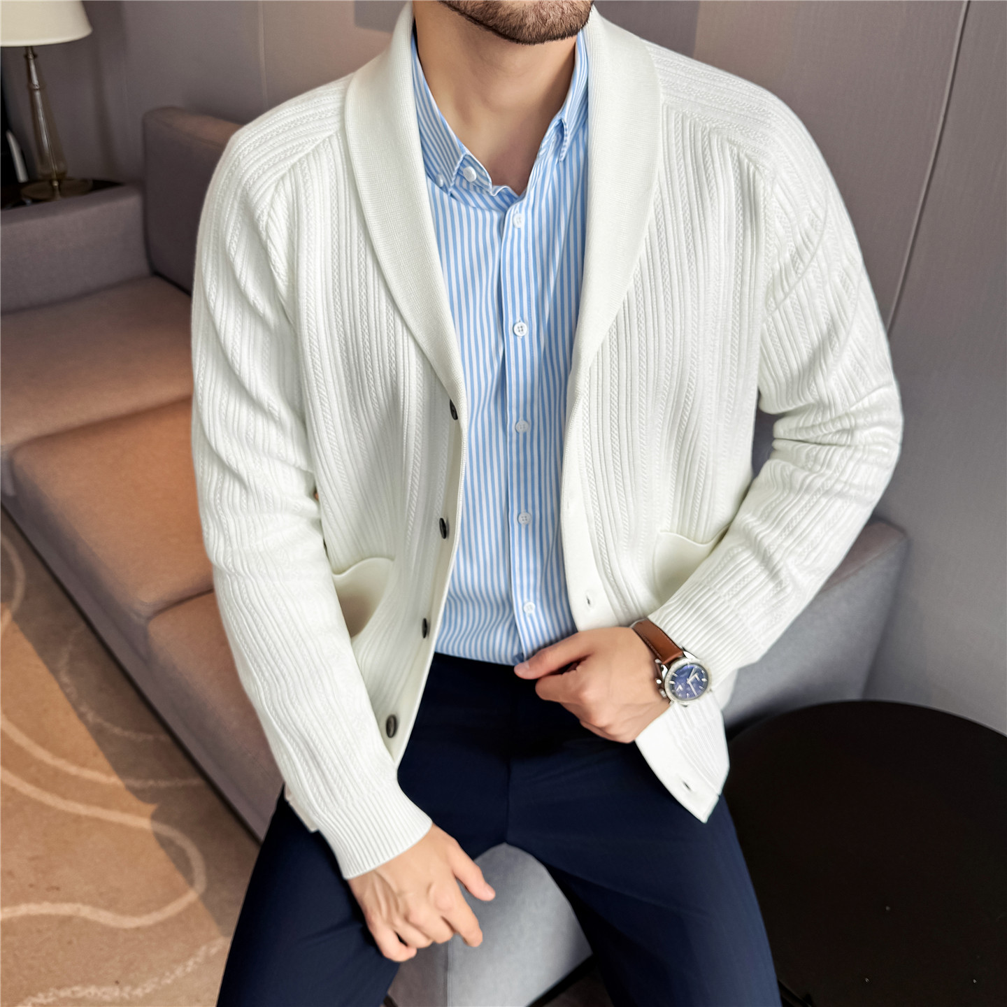 Men's Shawl Collar Knit Cardig - đánh giá và giá Muffler Men Wool