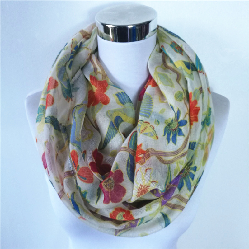 New Magpie Bird print Viscose  - đánh giá và giá Infinity Scarf Knit
