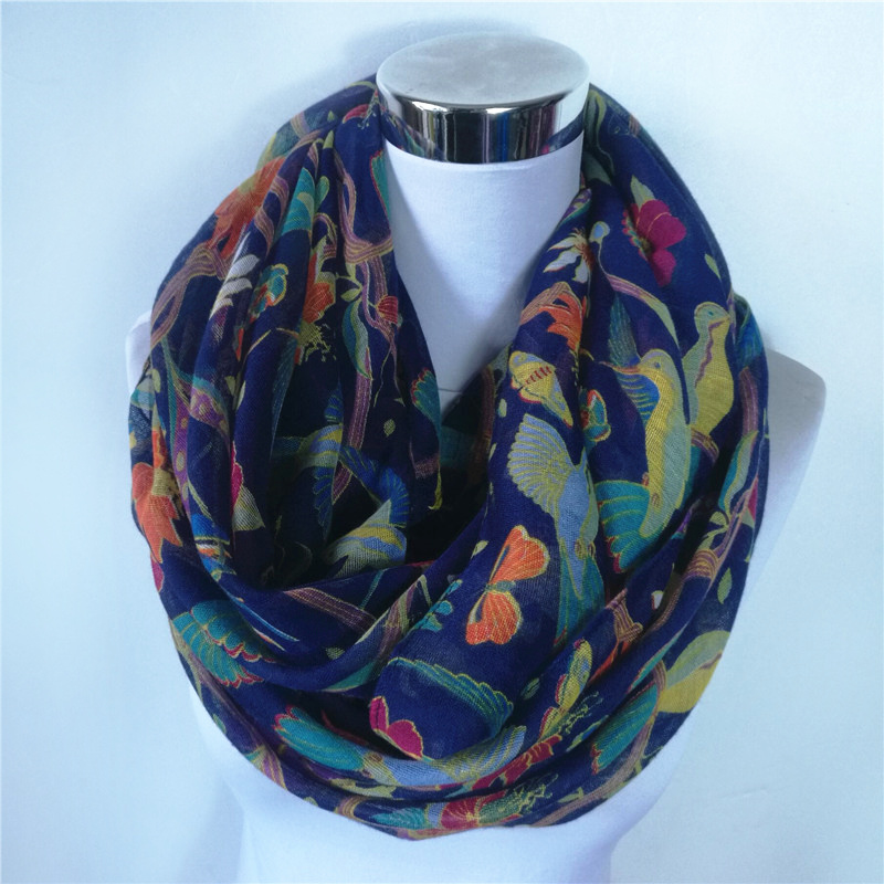 New Magpie Bird print Viscose  - đánh giá và giá Infinity Scarf Knit