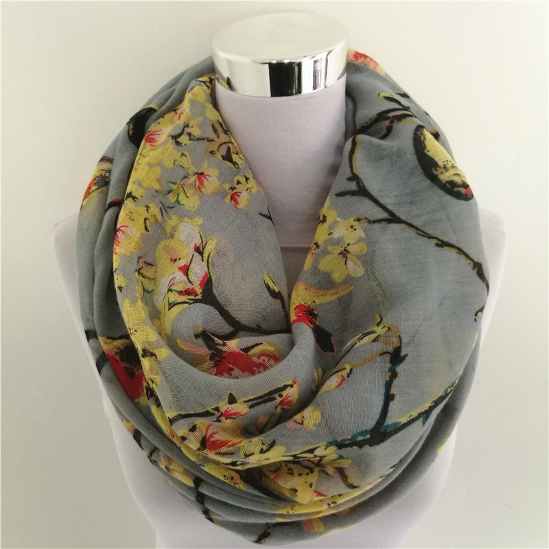 New Magpie Bird print Viscose  - đánh giá và giá Infinity Scarf Knit