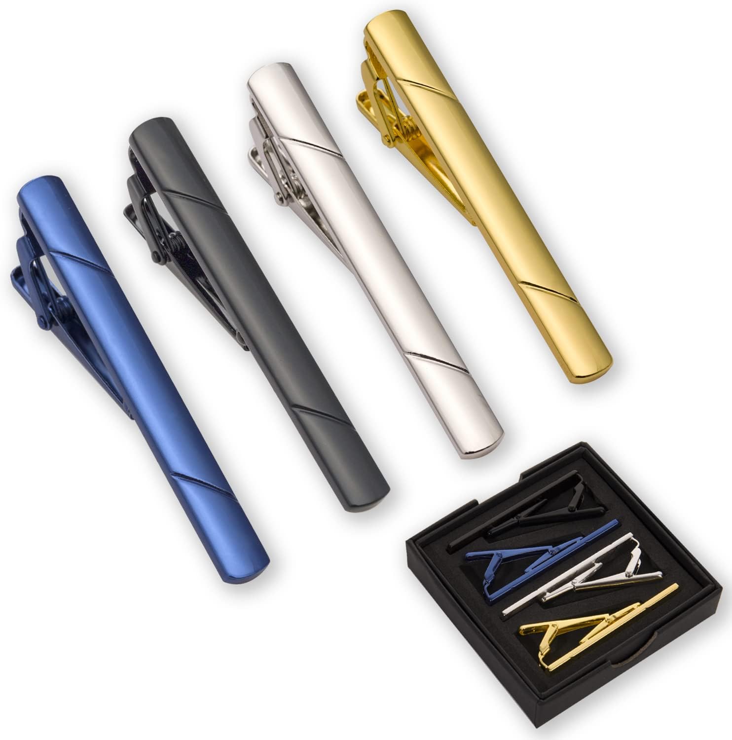 4Pcs Tie Clips for Men with Gi - đánh giá và giá Tie Clip Silver