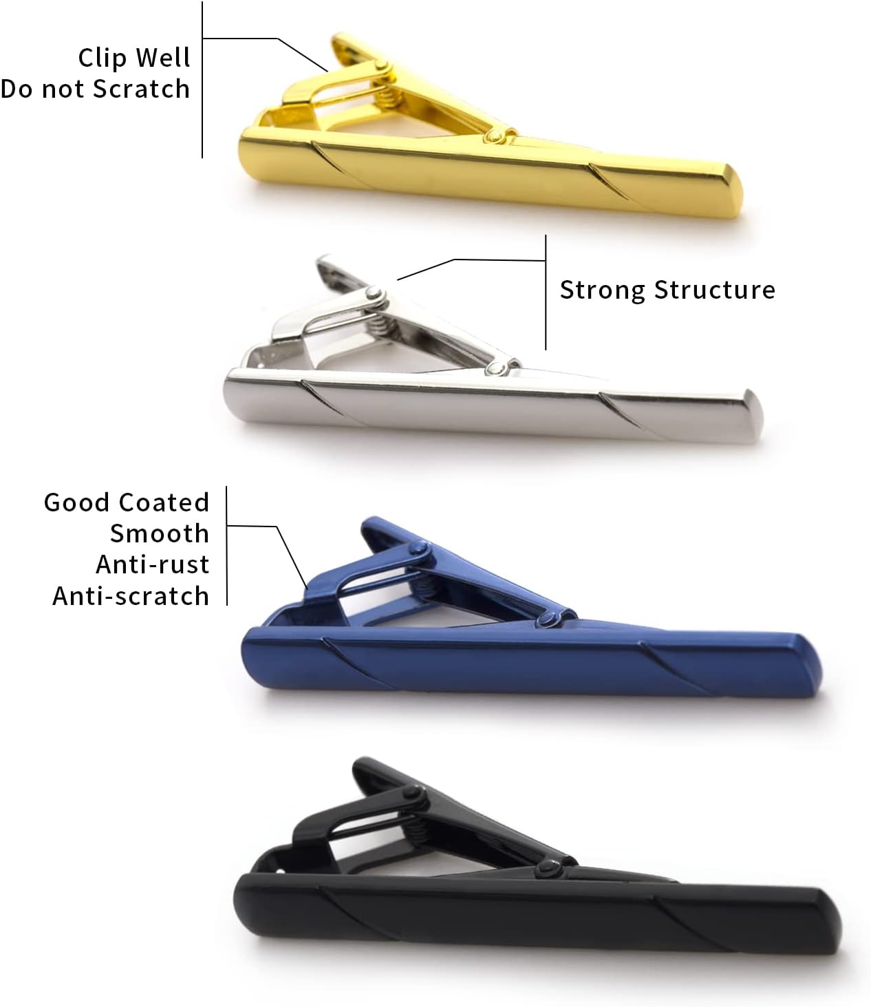 4Pcs Tie Clips for Men with Gi - đánh giá và giá Tie Clip Silver