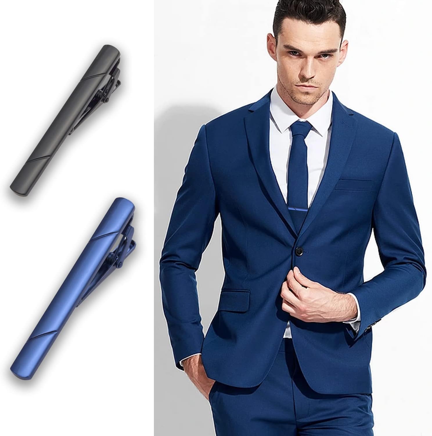 4Pcs Tie Clips for Men with Gi - đánh giá và giá Tie Clip Silver