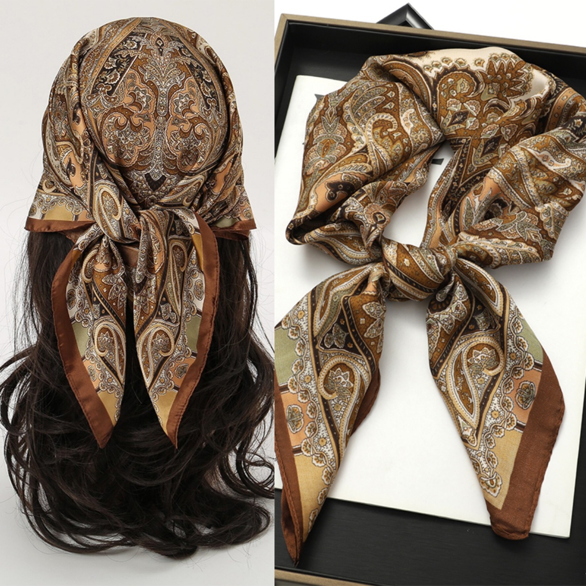 Bohemian Style Print Luxury Br - đánh giá và giá Silk Neck Scarf
