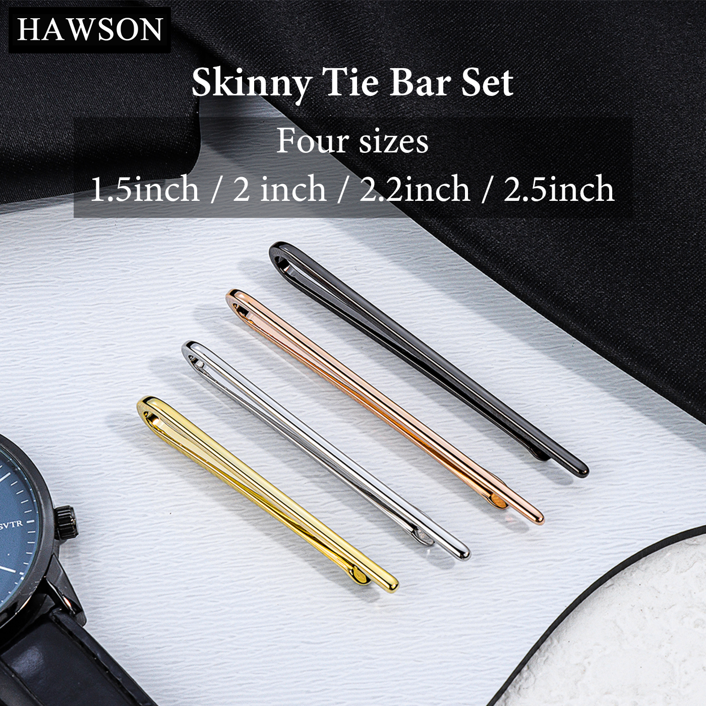 HAWSON Tie Clips for Men 4Pcs  - đánh giá và giá Tie Bar Set Gift
