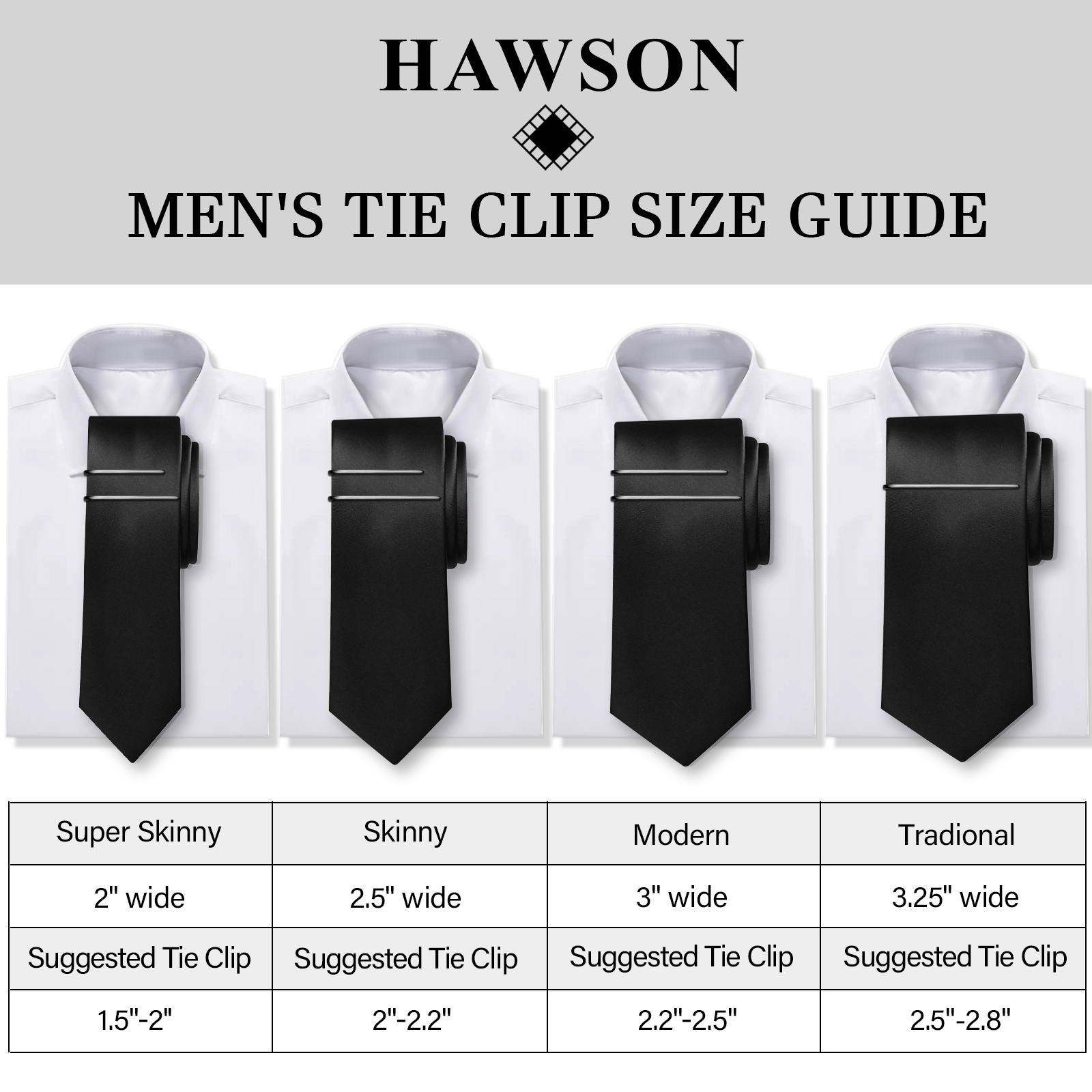 HAWSON Tie Clips for Men 4Pcs  - đánh giá và giá Tie Bar Set Gift