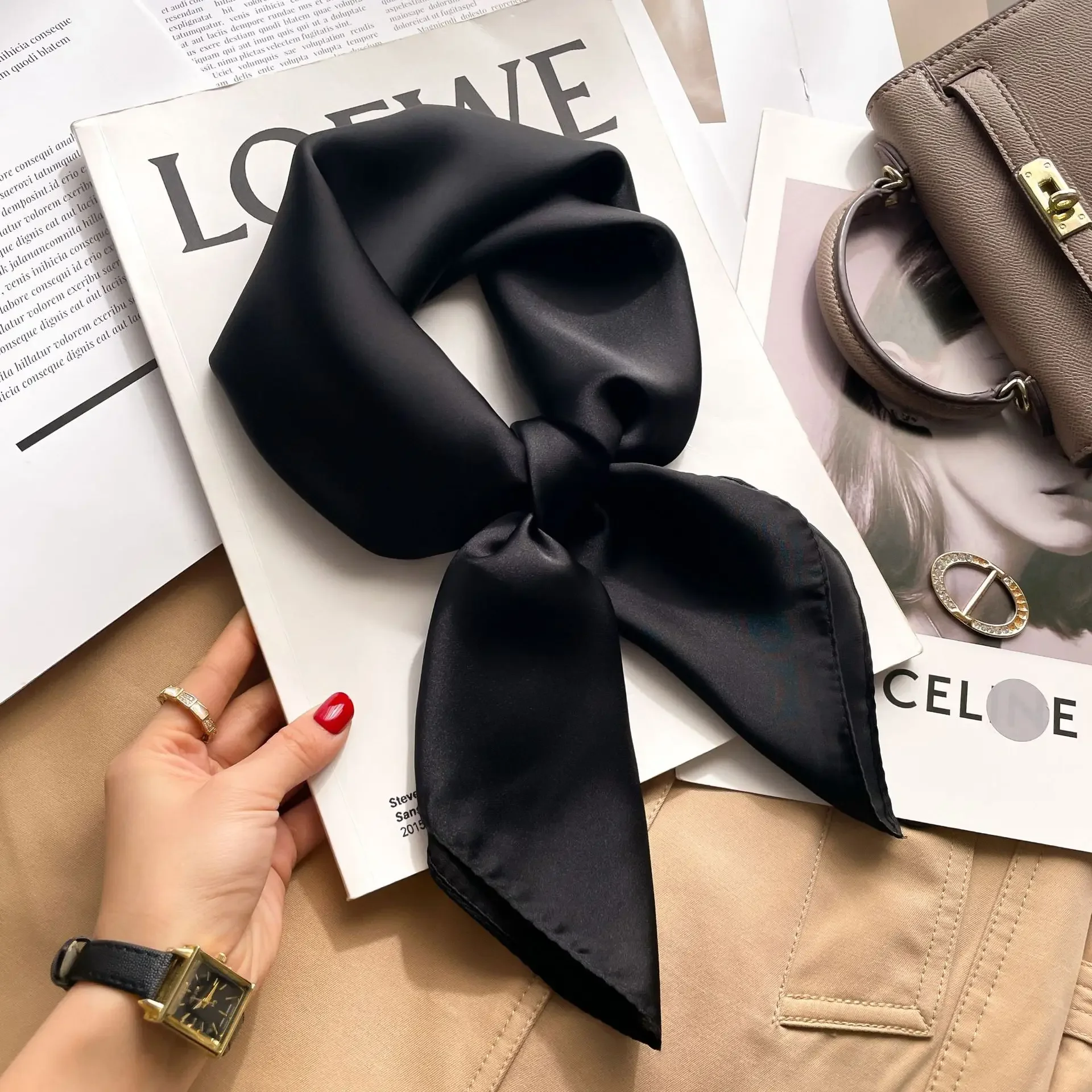 70cm Solid Colors Neckerchief  - đánh giá và giá Silk Neck Scarf