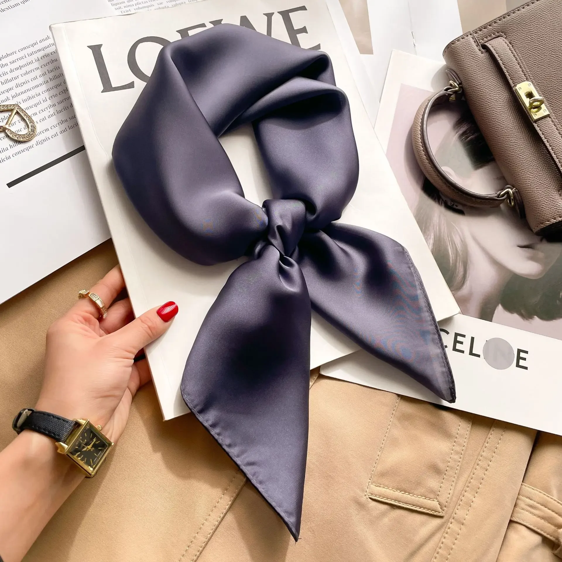 70cm Solid Colors Neckerchief  - đánh giá và giá Silk Neck Scarf