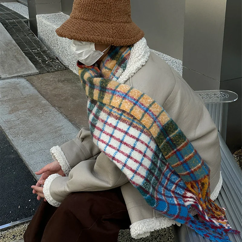 Vintage Colorful Plaid Cashmer - đánh giá và giá Muffler Men Wool