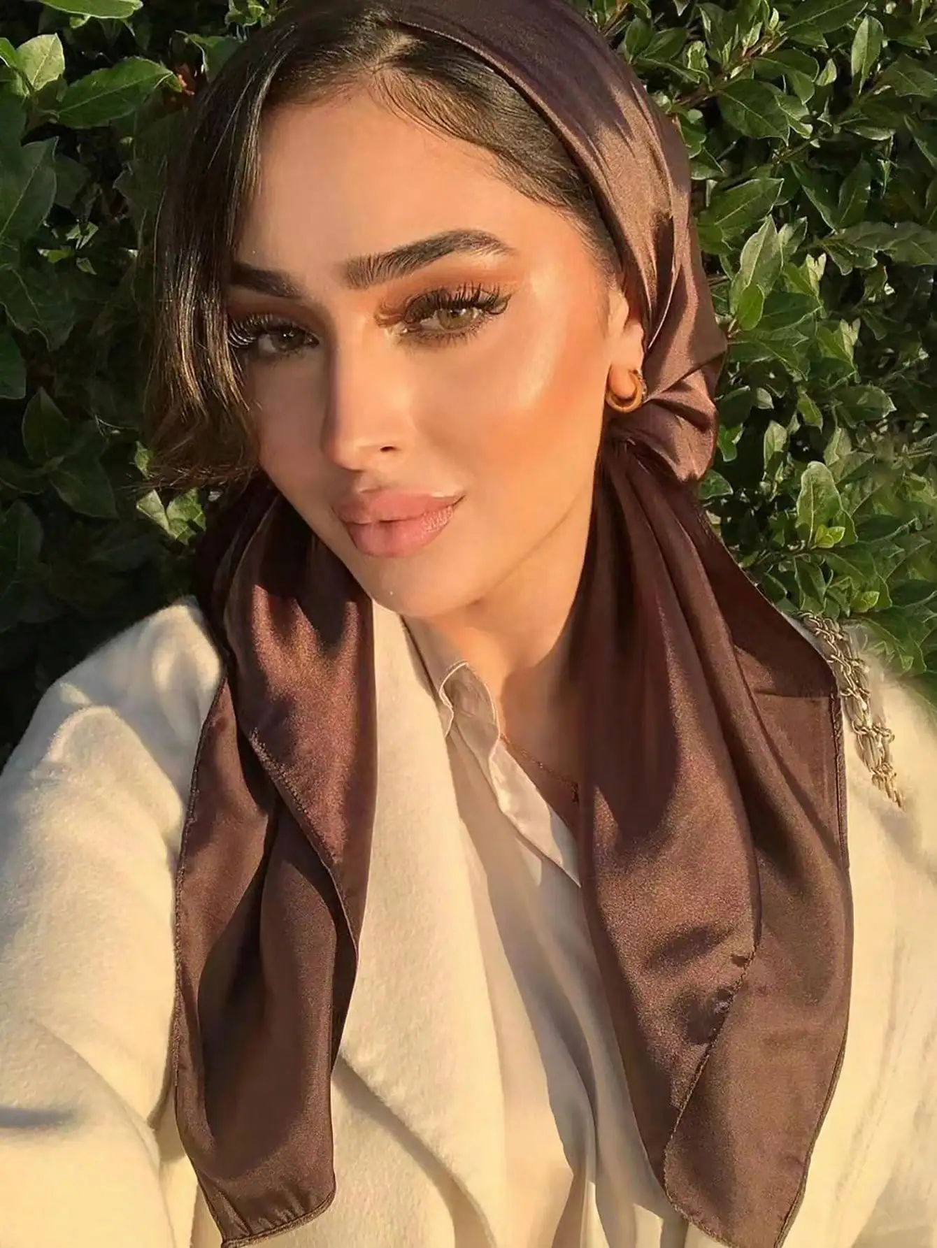 1pc Women White Silk Scarf, Ve - đánh giá và giá Scarf Silk Square