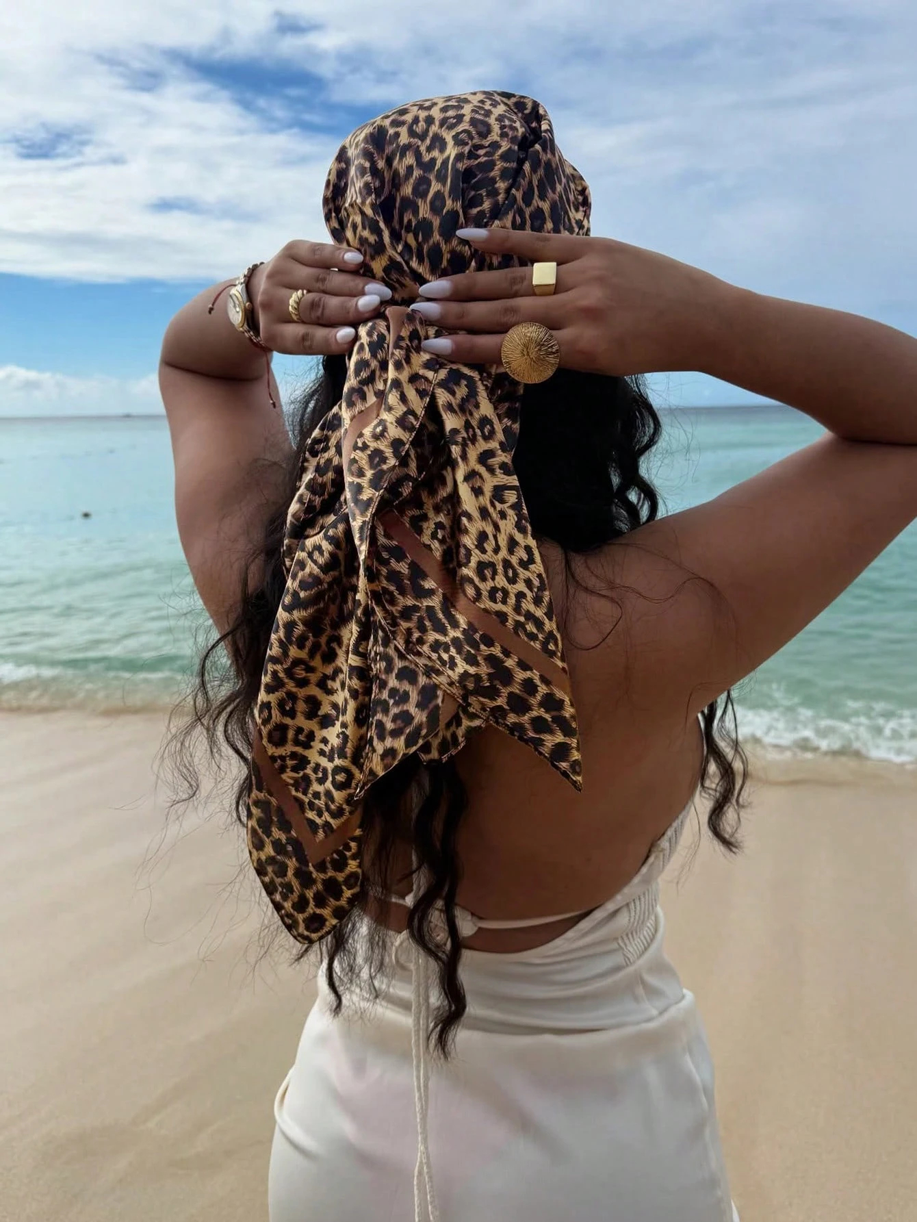 90cm Leopard Print Neckerchief - đánh giá và giá Silk Neck Scarf