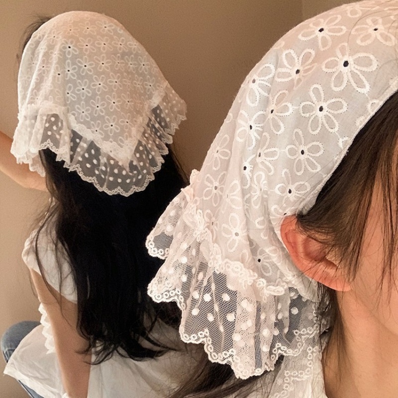 Retro  Lace Triangle Headscarf - đánh giá và giá Bandana Cotton