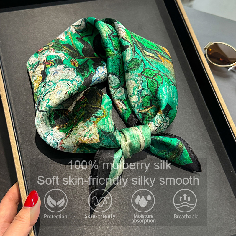100% Silk Scarf Bandana Women  - đánh giá và giá Face Scarf Mask