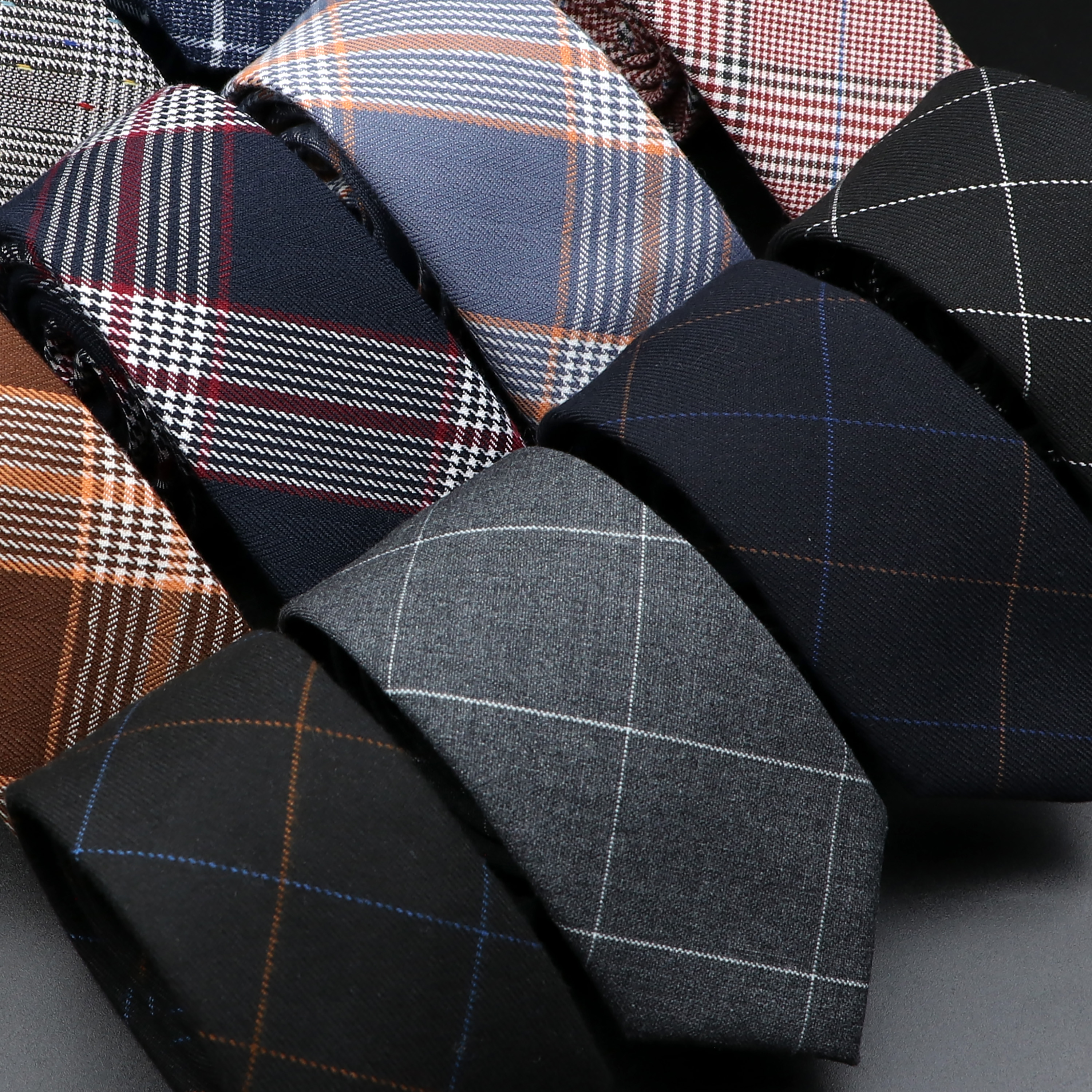 Classic Black Grey Plaid Cotto - đánh giá và giá Skinny Tie Men