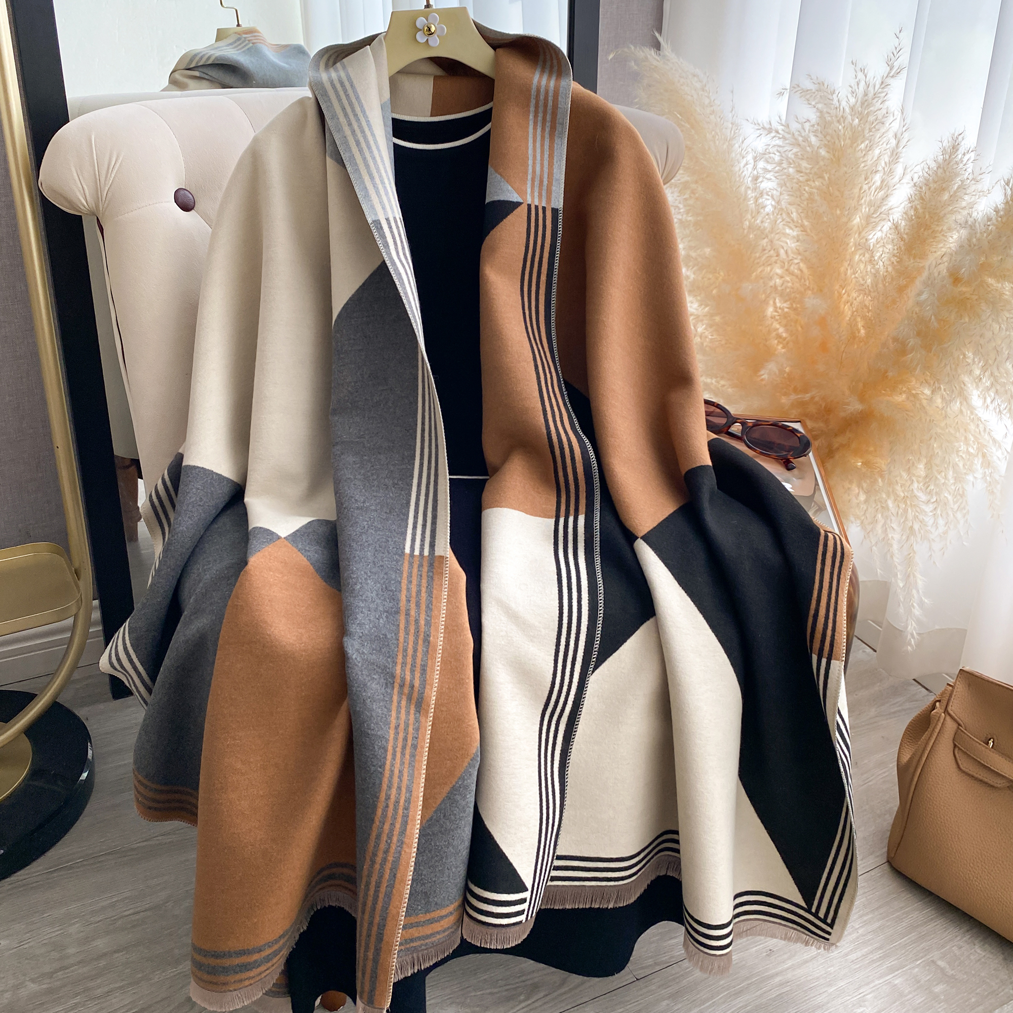 2025 Luxury Winter Cashmere Sc - đánh giá và giá Woven Scarf Blanket