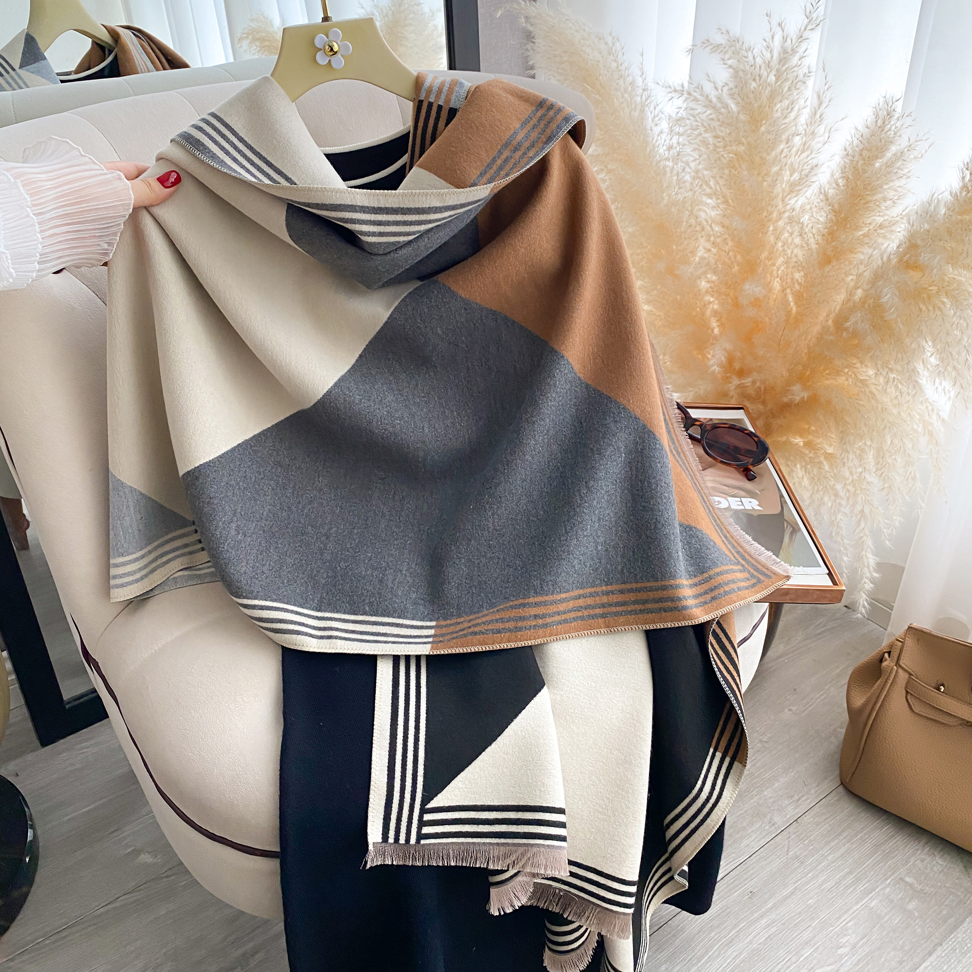 2025 Luxury Winter Cashmere Sc - đánh giá và giá Woven Scarf Blanket