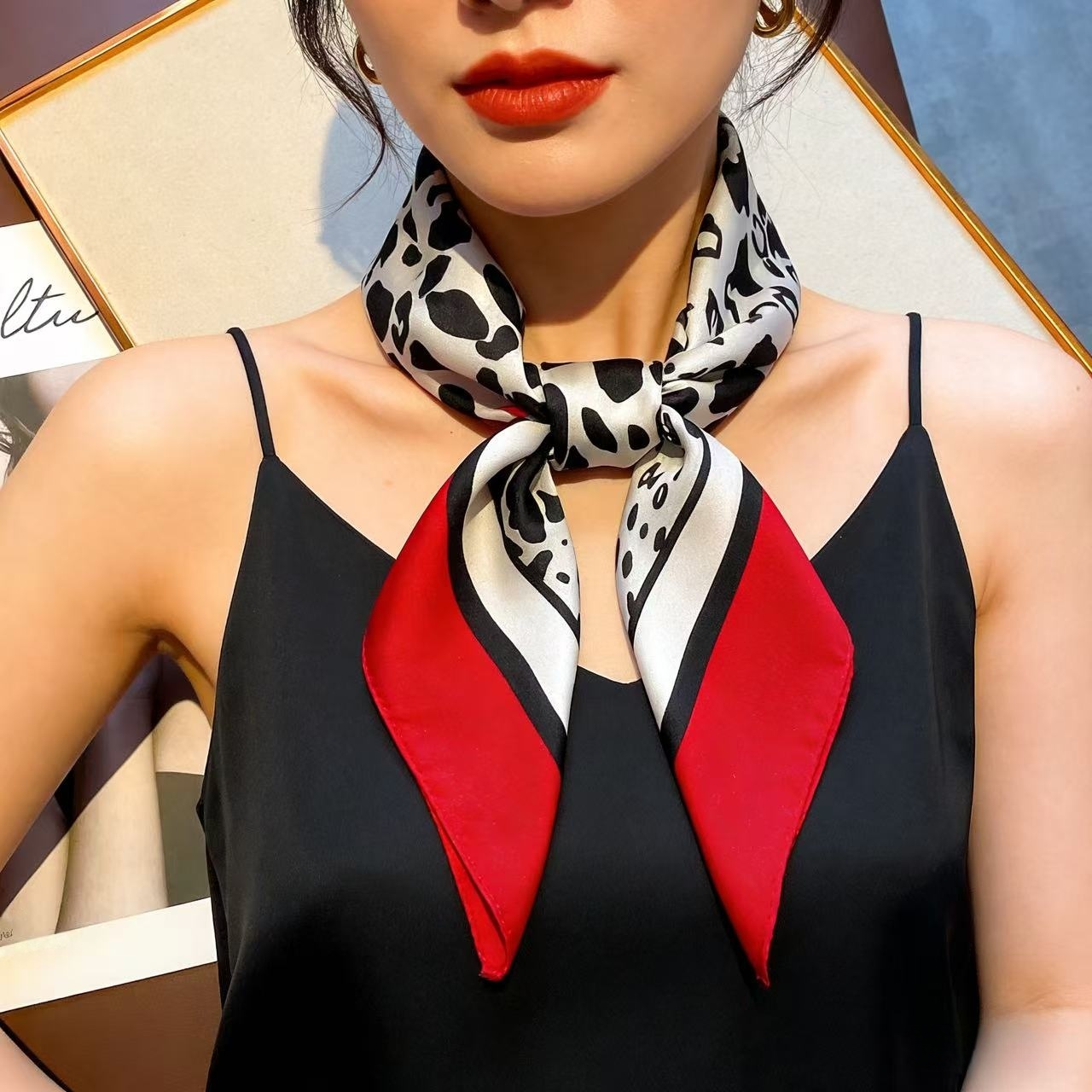 1pc Faux Silk Retro Leopard Pr - đánh giá và giá Bandana Cotton