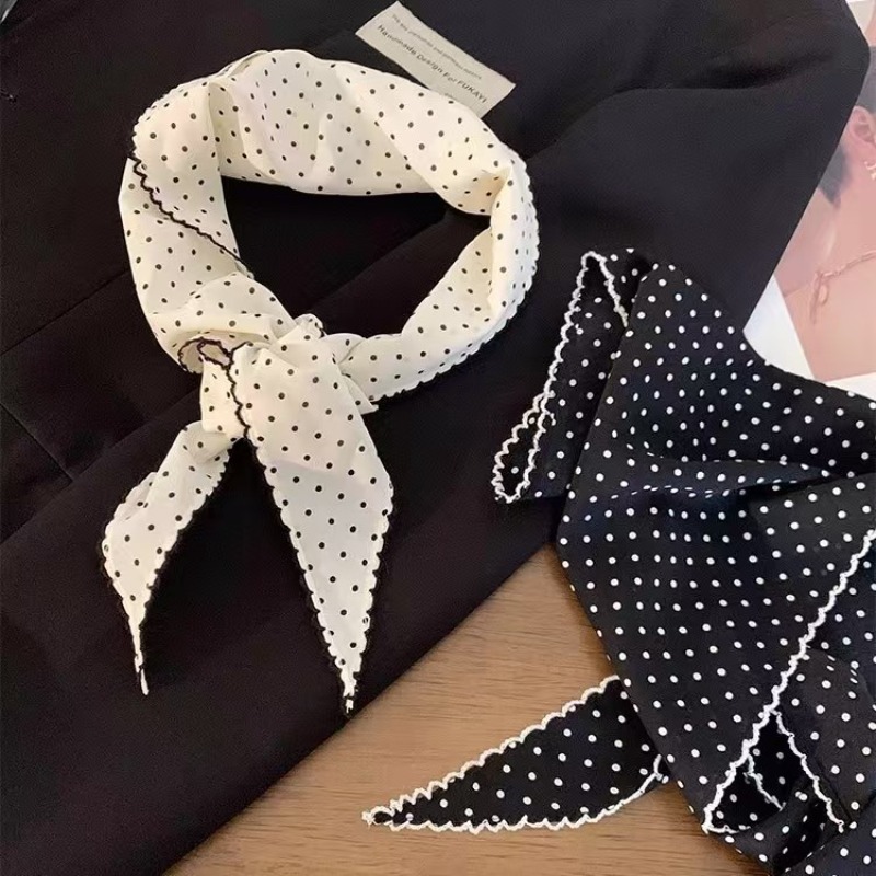 Black White Polka Dot Scarf fo - đánh giá và giá Ascot Neck Scarf