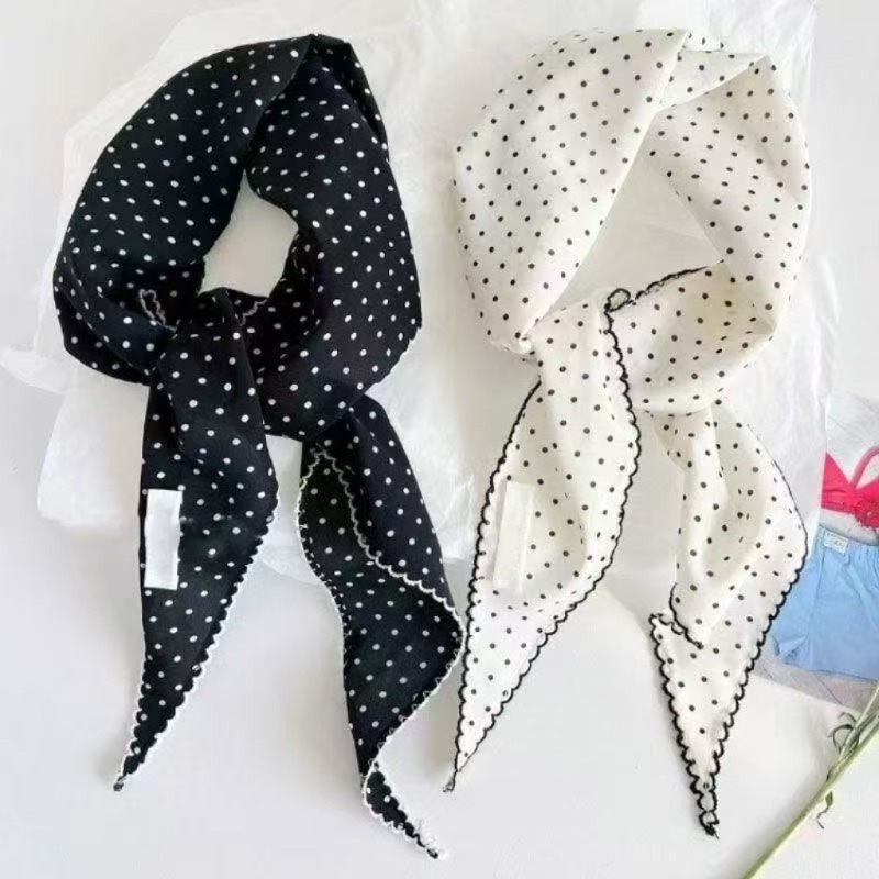 Black White Polka Dot Scarf fo - đánh giá và giá Ascot Neck Scarf