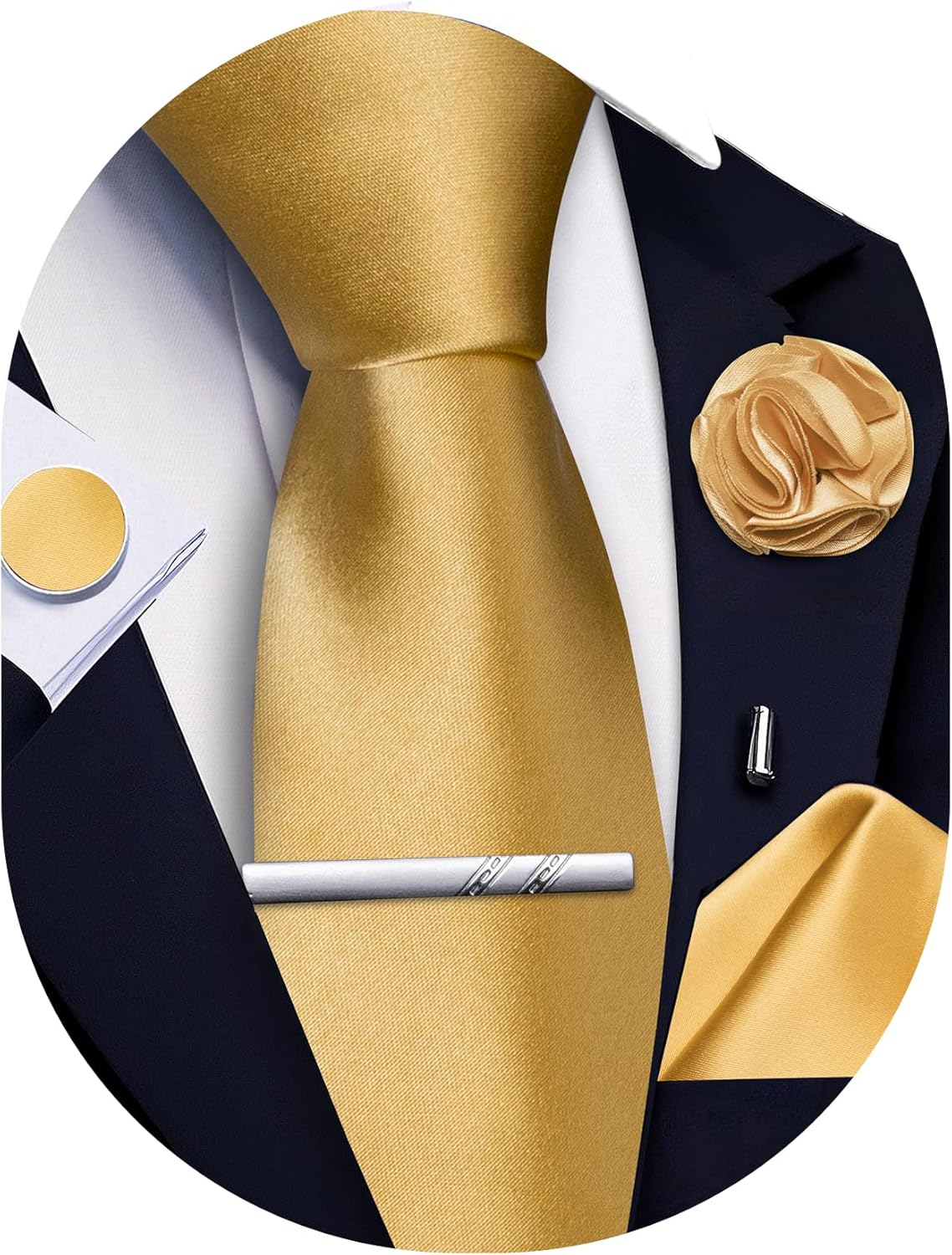 5Pcs Men's Silk Satin Tie Set  - đánh giá và giá Pocket Square Set