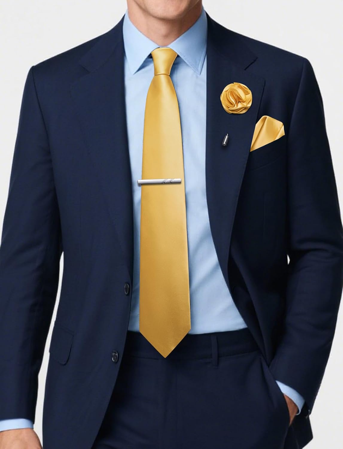 5Pcs Men's Silk Satin Tie Set  - đánh giá và giá Pocket Square Set