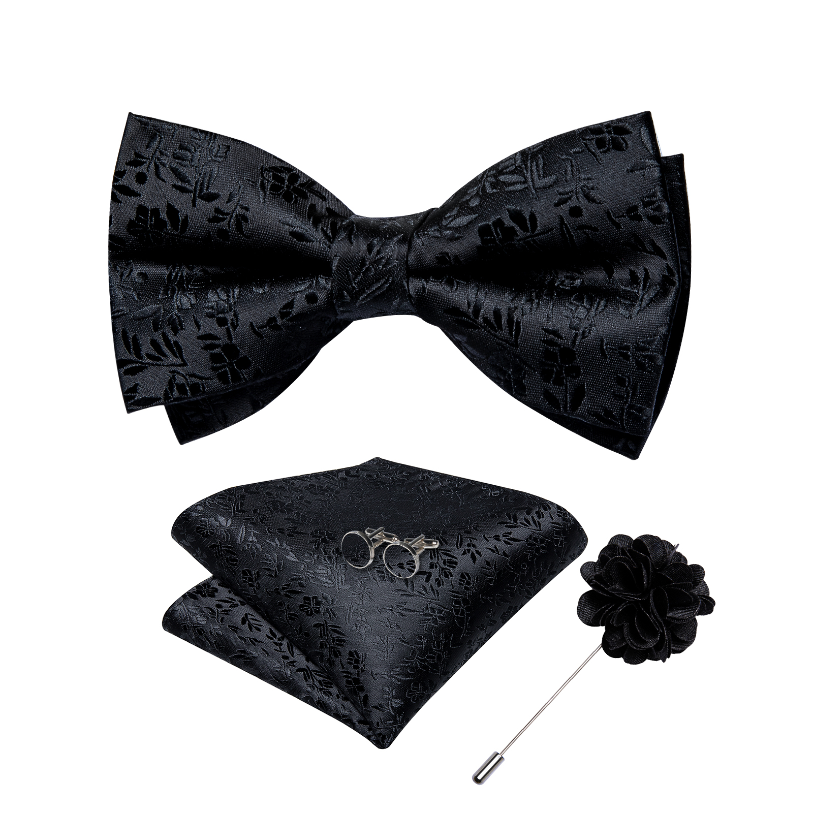 4Pcs Black Solid Floral Men's  - đánh giá và giá Bow Tie Pre Tied