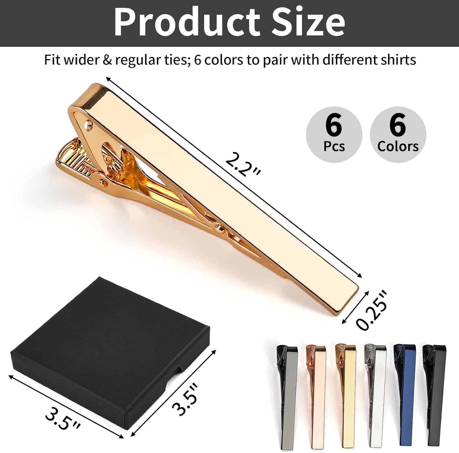 6 Tie Clips for Men, Classic S - đánh giá và giá Tie Bar Set Gift