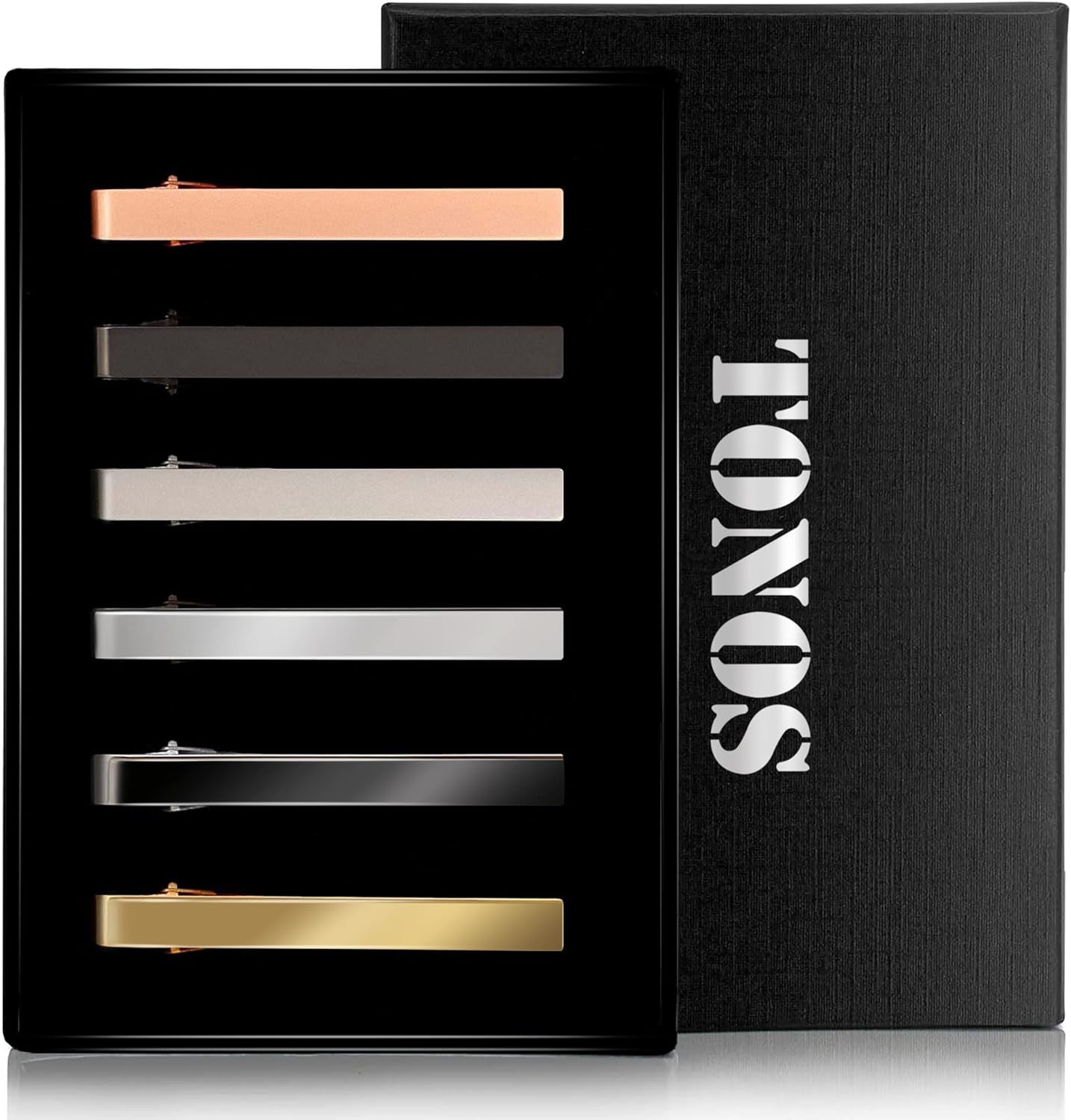 6 Pack Tie Clips Set Black Sil - đánh giá và giá Tie Bar Set Gift