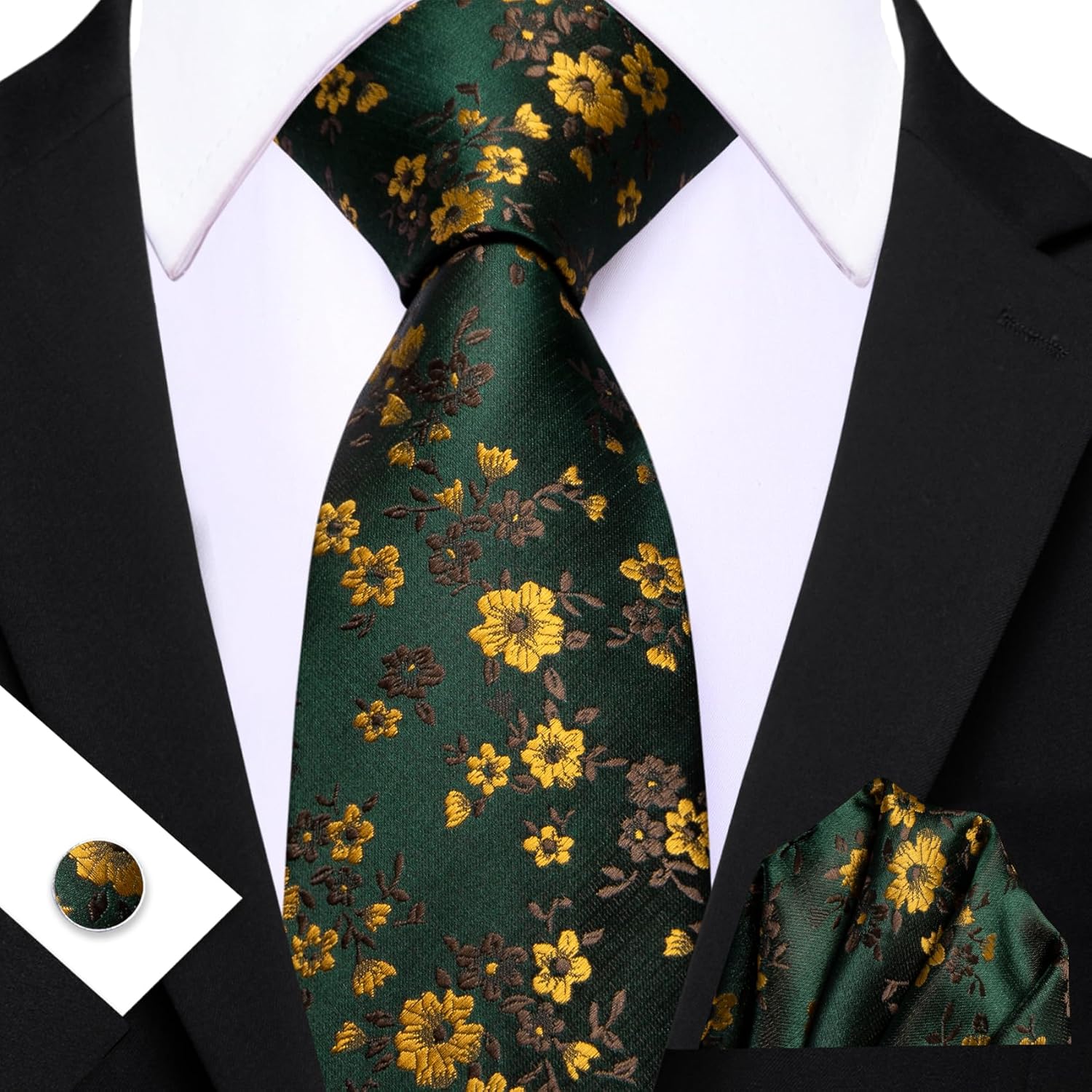 Men's Floral Paisley Silk Tie  - đánh giá và giá Pocket Square Set
